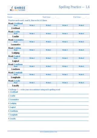 Spelling Practice L6