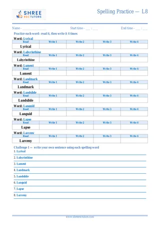 Spelling Practice L8