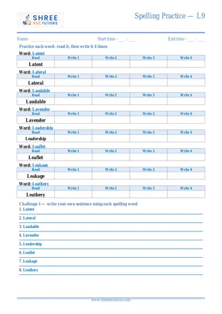 Spelling Practice L9