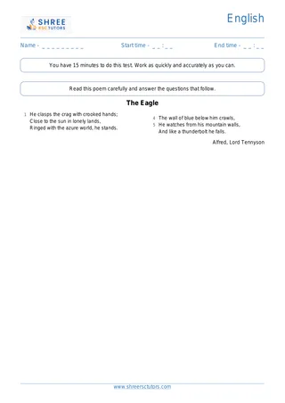Poem Comprehension Poem4 Theeagle
