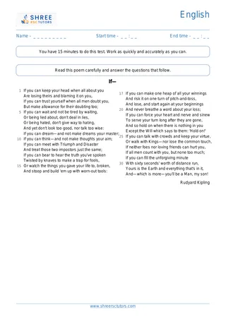 Poem Comprehension Poem5 If