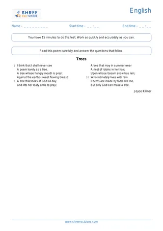 Poem Comprehension Poem13 Trees