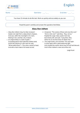 Poem Comprehension Poem14 Aboubenadhem