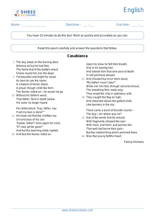 Poem Comprehension Poem16 Casabianca