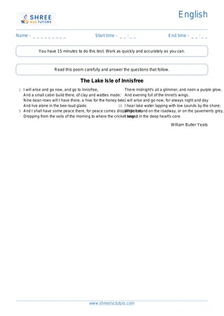 Poem Comprehension Poem18 Innisfree