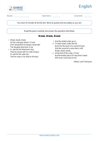 Poem Comprehension Poem19 Breakbreakbreak
