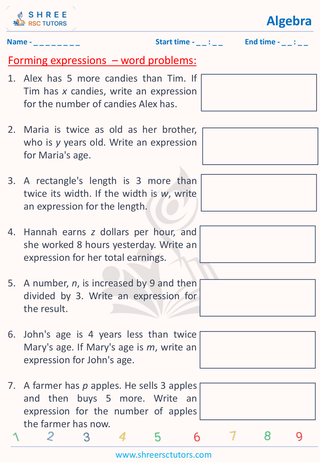 Forming Expression Word Problems (3)