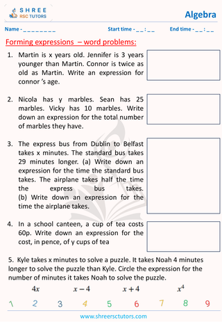 Forming Expression Word Problems (1)