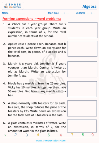 Forming Expression Word Problems (2)