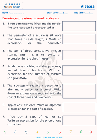 Forming Expression Word Problems (4)