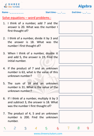 Solve Equations  Word Problem (3)