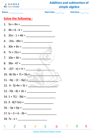Addition And Subtraction Of Simple Algebra 3 Terms (1)