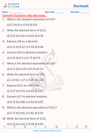 Convert Fractions Into Decimals (5)