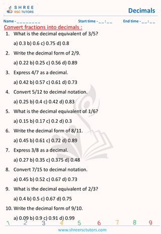 Convert Fractions Into Decimals (4)