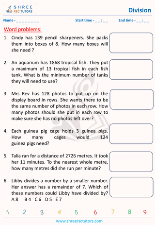 Division Word Problems (3)