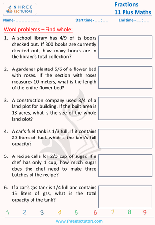 Fractions Word Problems   Finding Whole (3)