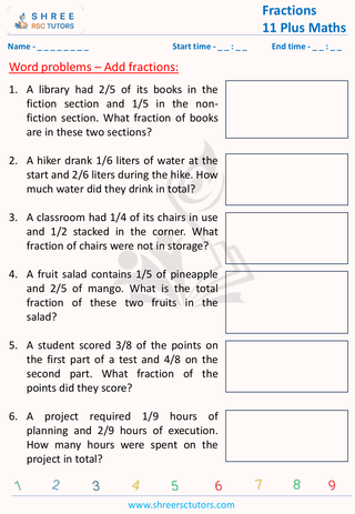 Fractions Word Problems   Add Fractions (4)