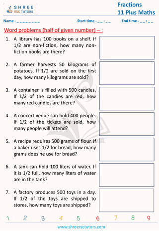 Fraction Word Problems   Half Of Given Number (4)