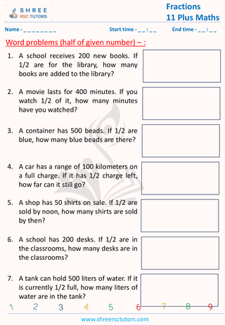 Fraction Word Problems   Half Of Given Number (3)