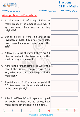 Fractions Word Problems   Finding Whole (2)