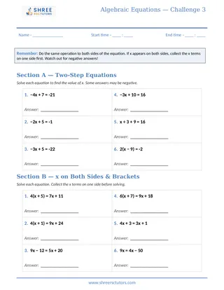 Shree Rsc Tutors Equations Challenge Sheet3
