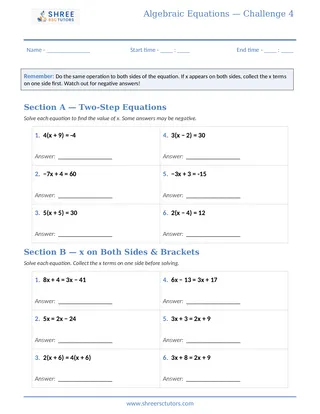 Shree Rsc Tutors Equations Challenge Sheet4 V2