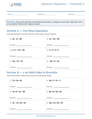 Shree Rsc Tutors Equations Challenge Sheet5