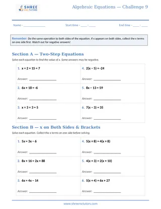 Shree Rsc Tutors Equations Challenge Sheet9