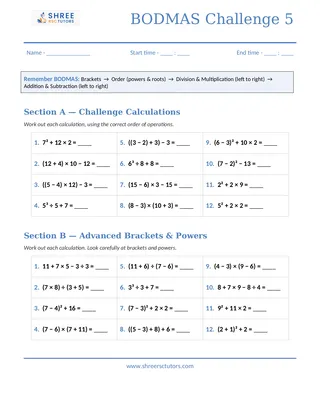 Shree Rsc Tutors Bodmas Challenge Sheet5