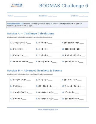 Shree Rsc Tutors Bodmas Challenge Sheet6