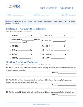 Shree Rsc Tutors Unitconversion Challenge Sheet2 Final