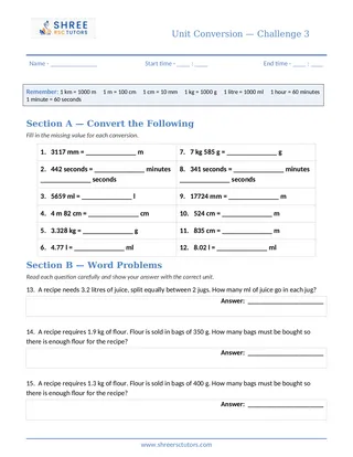 Shree Rsc Tutors Unitconversion Challenge Sheet3