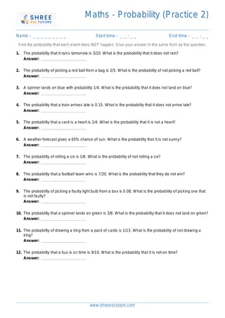 Maths Probability Drill2 Complement