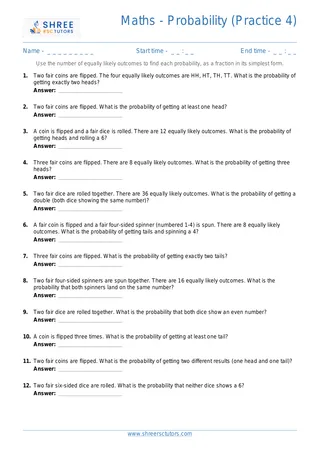 Maths Probability Drill4 Combinedevents