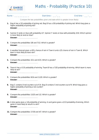Maths Probability Drill10 Comparingprobabilities