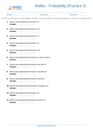 Maths Probability Drill5 Dicesums