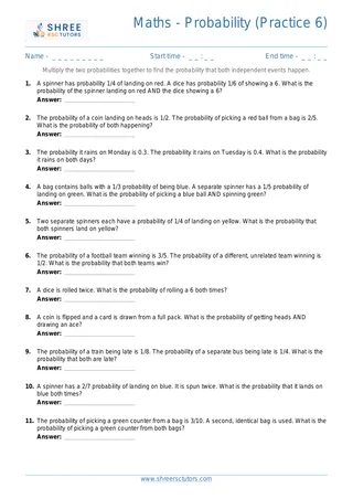 Maths Probability Drill6 Independentevents