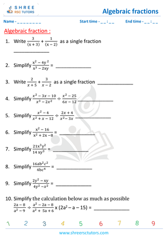 Algebraic Fractions (3)