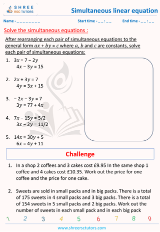 Simultaneous Linear Equation GCSE 6