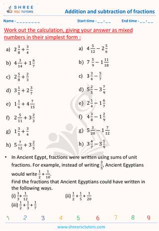Addition And Subtraction Of Fractions (2)