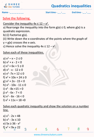 Quadratics Inequalities (2)