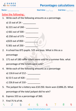 Percentages Calculations (3)