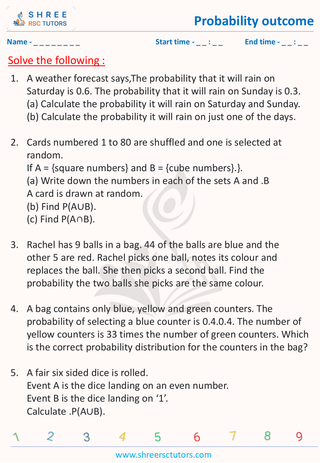Probability Outcomes (6)