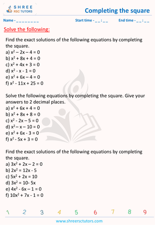 Completing The Square  (4)