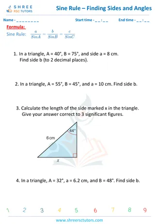 Sine Rule Â Finding Sides And Angles 1 (1)