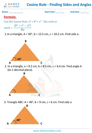  Cosine Rule Finding Sides And Angles 2 (1)