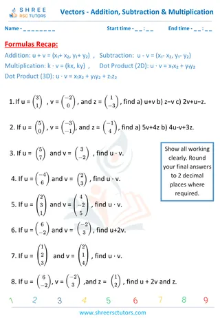 Vectors Addition, Subtraction & Multiplication 3