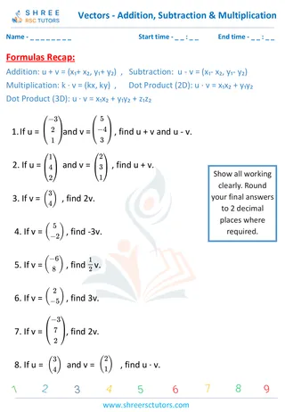Vectors Addition, Subtraction & Multiplication 2