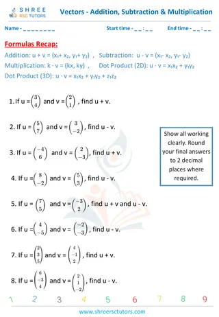 Vectors Addition, Subtraction & Multiplication (1)