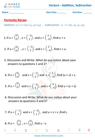 Vectors Addition, Subtraction 2 